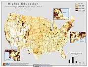 Map: % Population with Higher Education (2000): U.S.A.