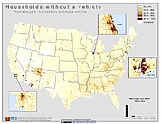 Map: % Households Without a Vehicle (2000): U.S.A.