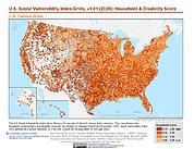 Map: U.S. SVI, v1.01 (2020): Household & Disability Score
