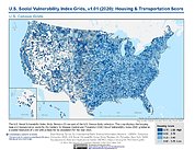 Map: U.S. SVI, v1.01 (2020): Housing & Transportation Score