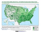 Map: U.S. SVI, v1.01 (2020): Socioeconomic Status Score