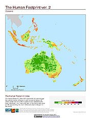 Map: Human Footprint Index, v2: Oceania
